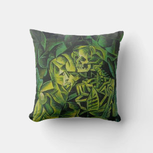 Coussin Art Géométrique Homme Et Squelette Abstrait