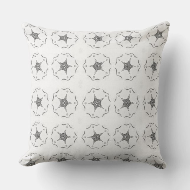 Coussin Art géométrique moderne Noir Blanc Gris Star Couss (Recto)