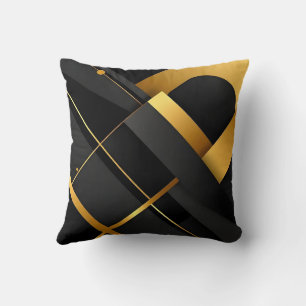 Coussin Art géométrique noir et or