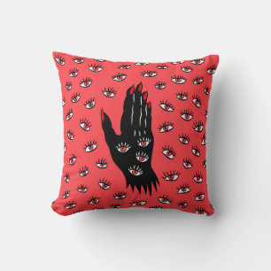 Coussin Art gothique d'Halloween - Yeux Éffrayants à main