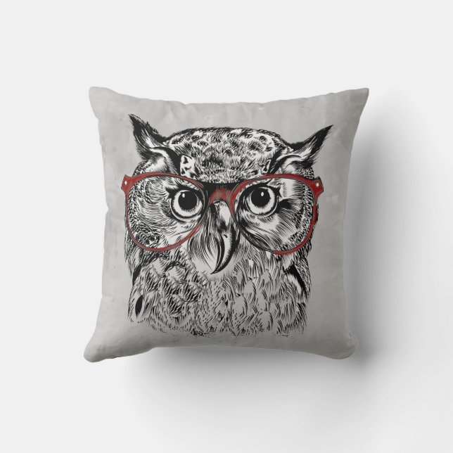 Coussin Art graphique Amusant Hipster d'oiseaux de Chouett (Verso)