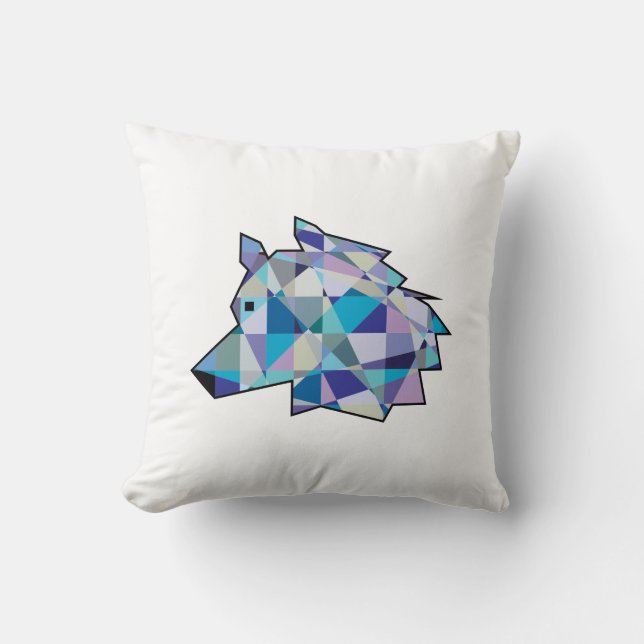 Coussin Art graphique original Wolf Head | Profil du visag (Recto)