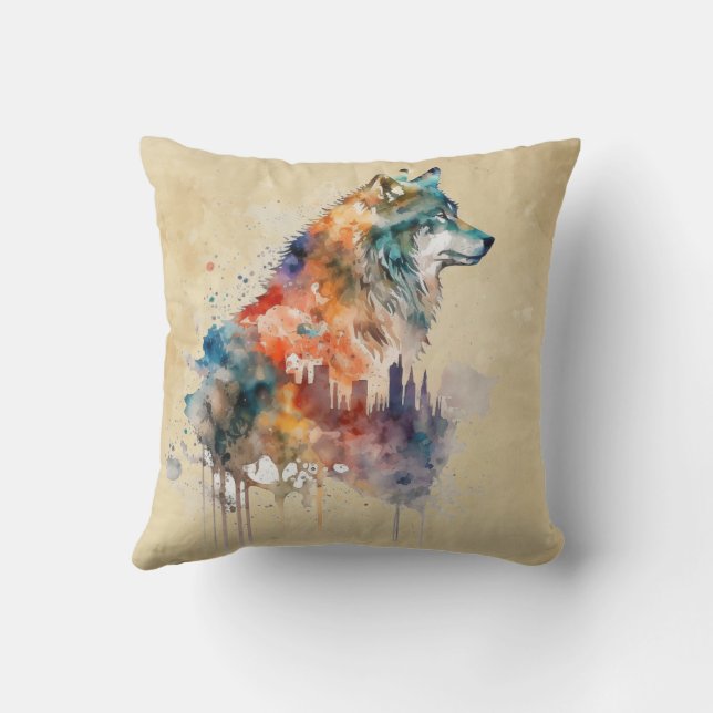 Coussin Art graphique Ville Loups urbains Animaux (Verso)