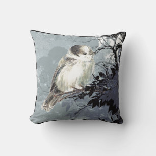 Coussin Art gris de nature d'oiseau de geai gris