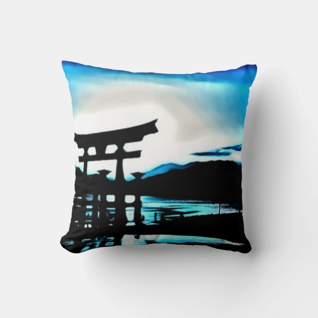 Coussin Art japonais d'aerographe de temple de coucher du (Recto)