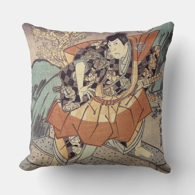 Coussin Art japonais - un samouraï dans la position de (Recto)