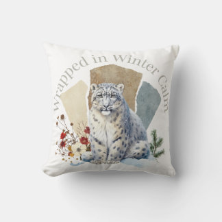 Coussin Art Léopard Enveloppé dans le Calme de l'Hiver