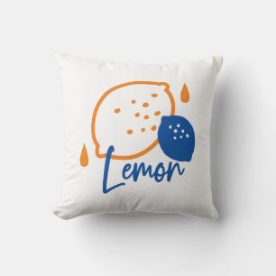 Coussin Art minimaliste de la ligne de citron - Fruit d'ag