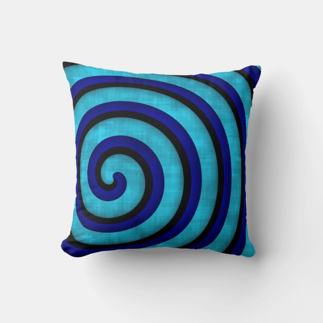 Coussin Art moderne audacieux bleu spirale design contempo (Recto)