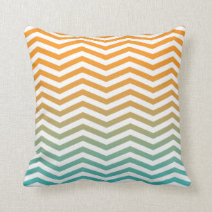 Coussin Art moderne de Chevron d'aquarelle bleue turquoise