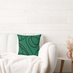 Coussin Art moderne de ligne en vert et noir