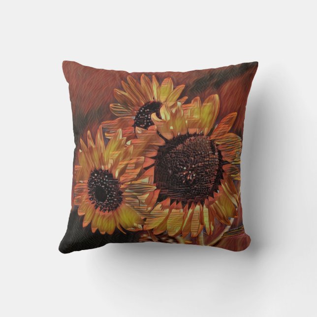 Coussin Art moderne Orange Tournesol (Verso)