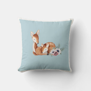 Coussin Art mural de nursery floral forestier cerf vintage