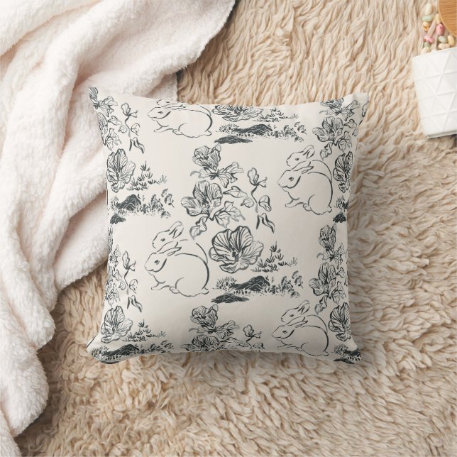Coussin Art noir Rabat et Fleur style chinois (Couverture)