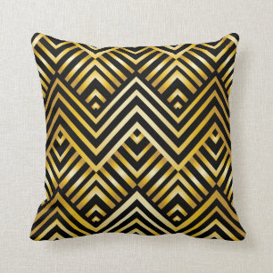Coussin art nouveau, deco, or, noir, chic, élégant, vint