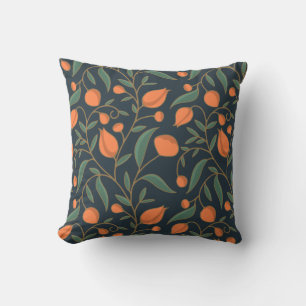 Coussin Art Nouveau inspiré Élégant Vining Orange Floral