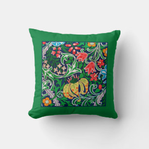 Coussin Art Nouveau Jacobean Floral, Vert émeraude