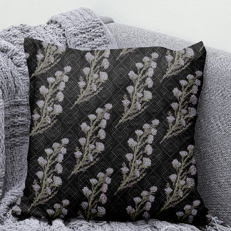 Coussin Art Nouveau Lavande Florale foncée et Moody