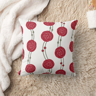 Coussin Art Nouveau Mackintosh Rose Stripes Red
