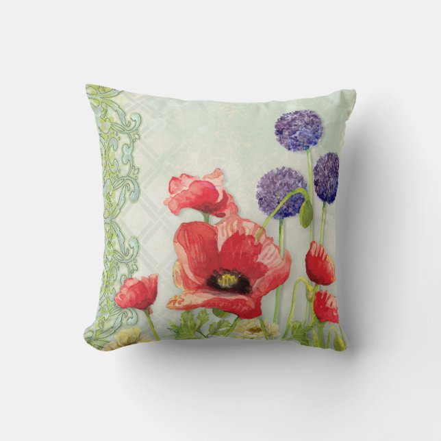 Coussin Art Nouveau Rouge Populaire violet Art géométrique (Recto)
