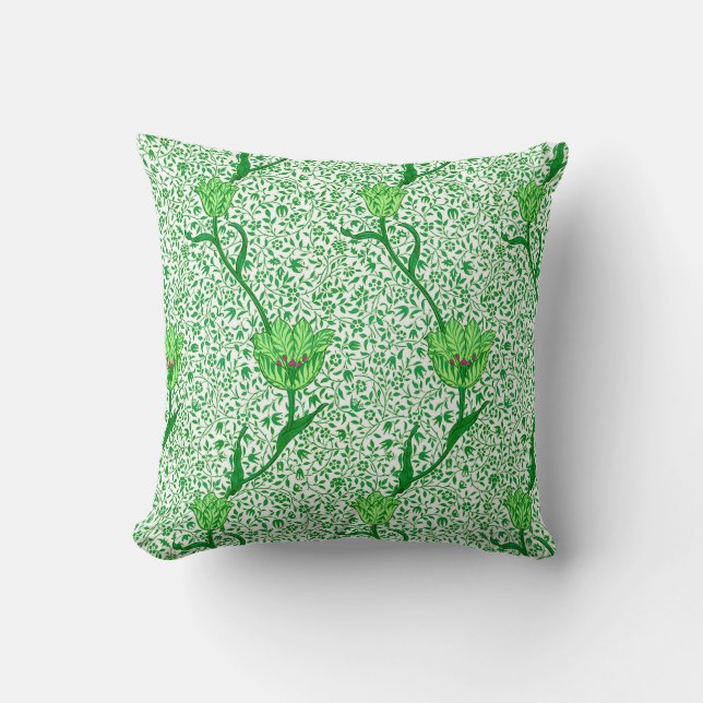 Coussin Art Nouveau Tulip Damask, Emerald Green (Recto)