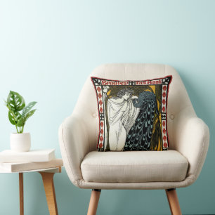 Coussin Art Nouveau vintage, Le Baiser par William Bradley