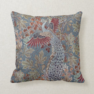 Coussin Art Nouveau vintage Peacock & Fig par Walter Crane