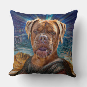 Coussin Art numérique - BULLDOG MONA LISA