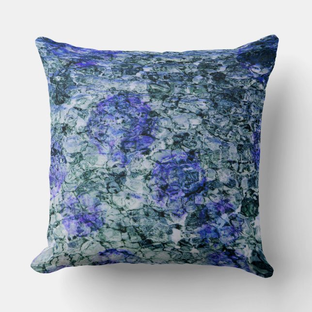 Coussin Art numérique d'aquarelle bleue arrière - plan abs (Recto)