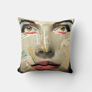 Coussin Art numérique unique d'Artsy   Jolie Dame Abstrait
