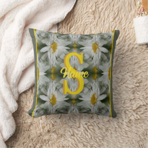 Coussin Art personnalisé avec monogramme initial et nom Da