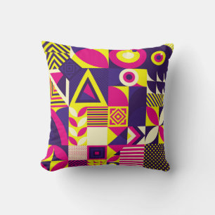 Coussin Art pop, formes géométriques colorées.