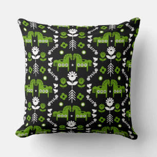 Coussin Art populaire de cheval scandinave