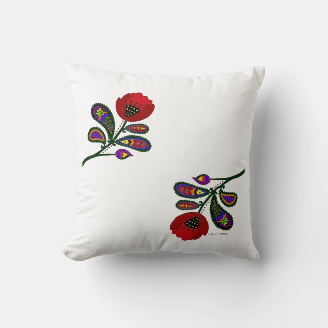 Coussin Art populaire d'Ukrainien de pavot de Paisley (Recto)