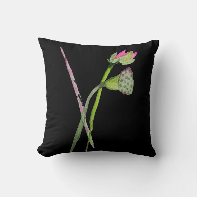 Coussin Art rose de bouddhiste zen de fleur de Lotus (Recto)