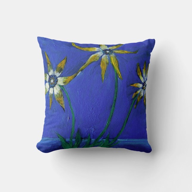 Coussin Art texturé à fleurs Throw Cushion 41 cm x 41 cm (Recto)