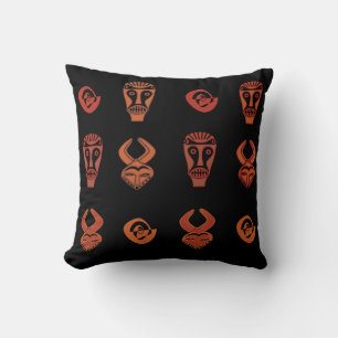 Coussin Art tribal africain abstrait contemporain du visag
