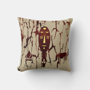 Coussin Art tribal africain vintage abstrait