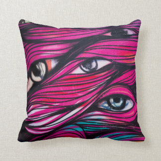 Coussin Art urbain de rue d'oeil de graffiti