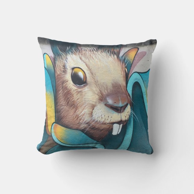 Coussin Art urbain lapin Art urbain peinture murale lapin  (Recto)