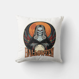 Coussin Art Vectoriel Diseuse de Bonne Aventure Squelette 