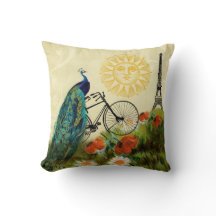 Art vintage de paon avec Tour Eiffel