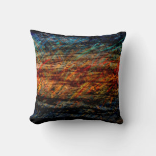 Coussin Art vintage en bois multicolore