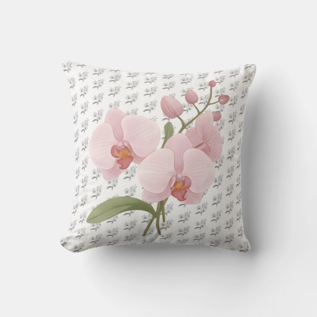 Coussin Artistic Botanical Orchid Flower Accent (Recto)