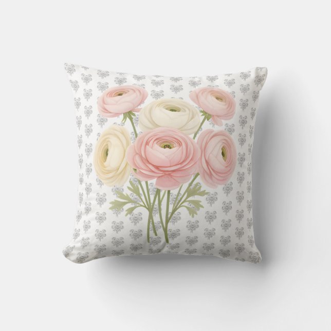 Coussin Artistic Botanical Ranunculus Flower Accent (Recto)