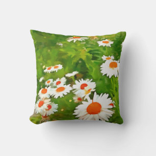 Coussin Artistic Bright and Colorful White Garden Daisies