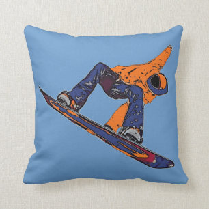 Coussin artistique de snowboard de course bleu ora