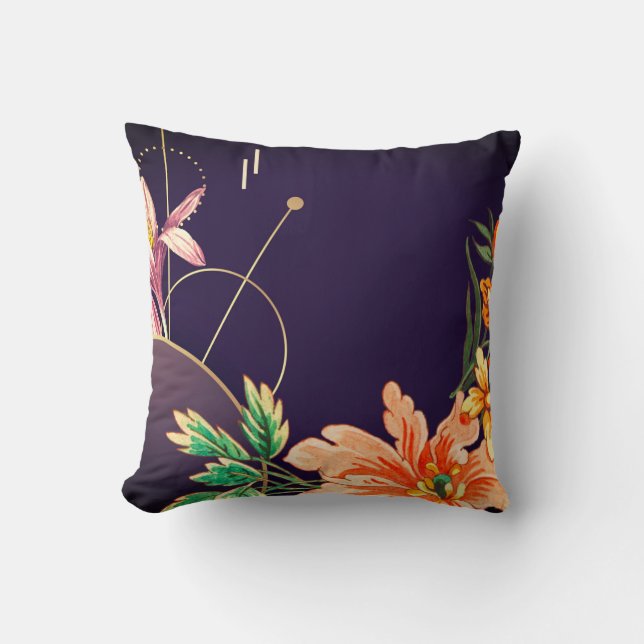 Coussin Artistique Floral Designer Abstrait | Eggplant (Recto)