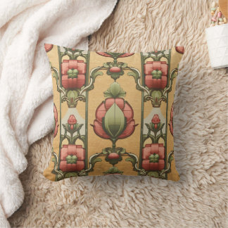 Coussin Arts & Crafts Craftsman et Mission frise florale