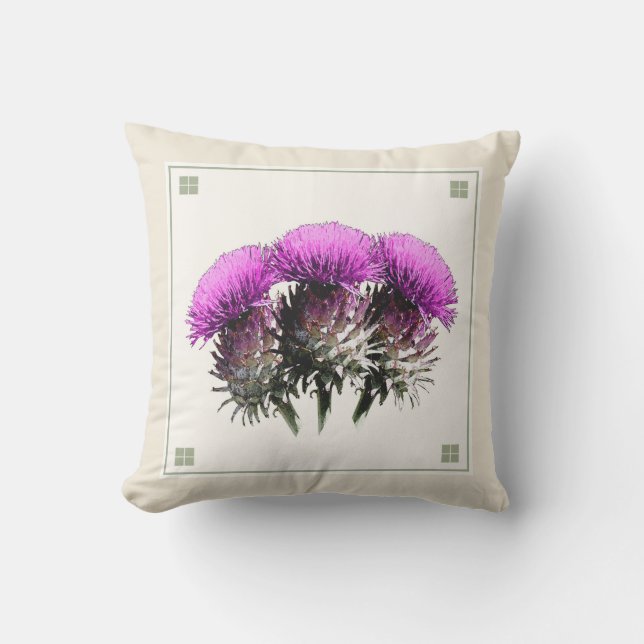 Coussin Arts et artisanat Trois chardons (Recto)